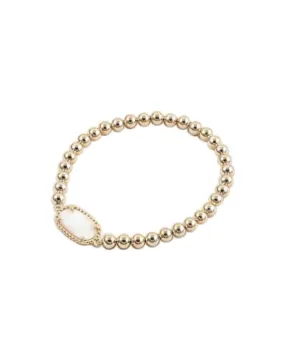 Bitz of Glitz Gold Ball & CZ Mother of Pearl Heart Stacking Bracelet