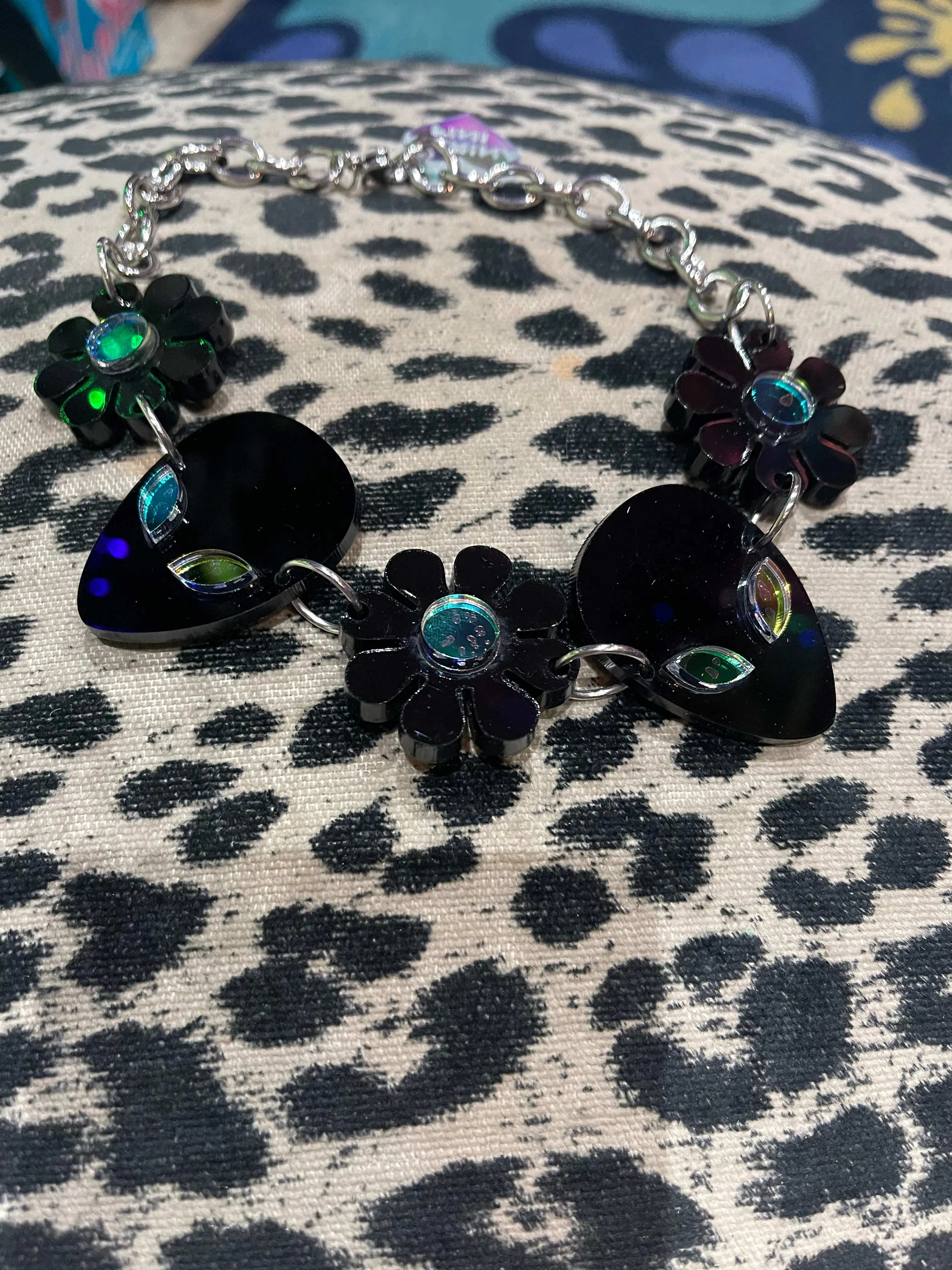 Black Alien Flower Hologram Choker by Marina Fini