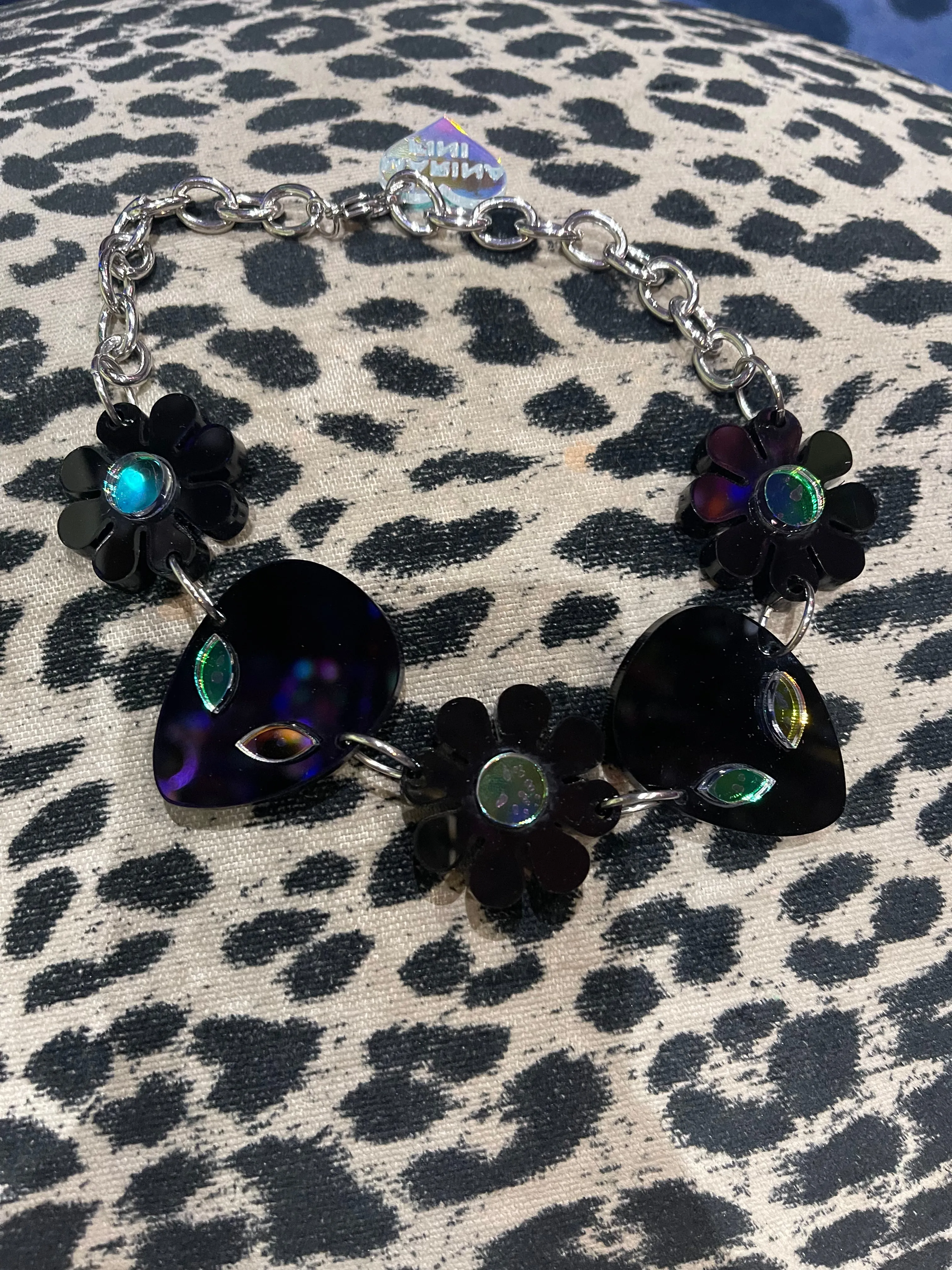 Black Alien Flower Hologram Choker by Marina Fini