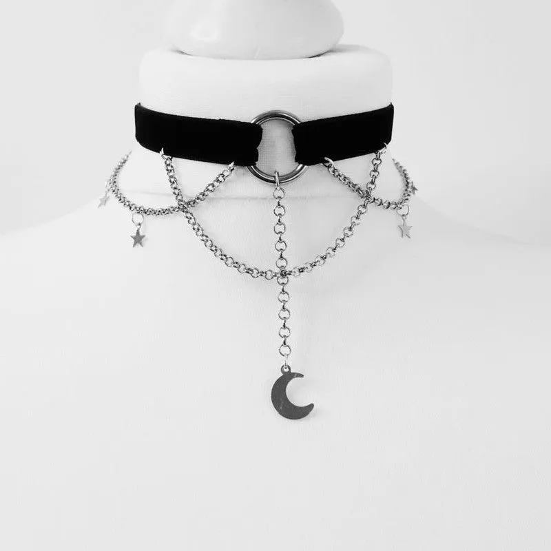 Black Crescent Moon Necklace