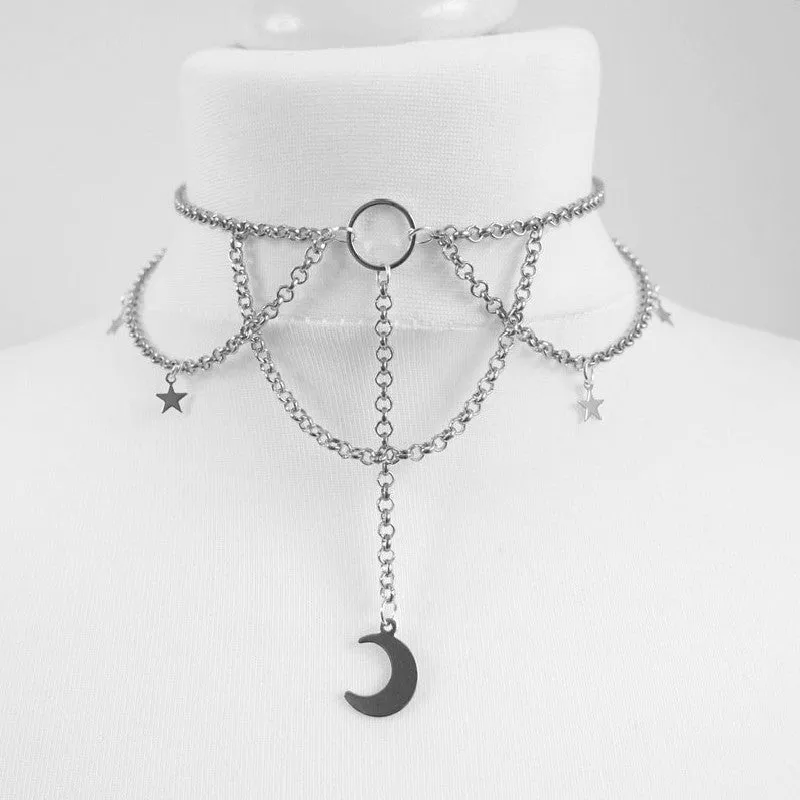 Black Crescent Moon Necklace