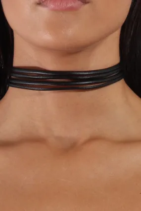 Black PU Strappy Choker - Daria