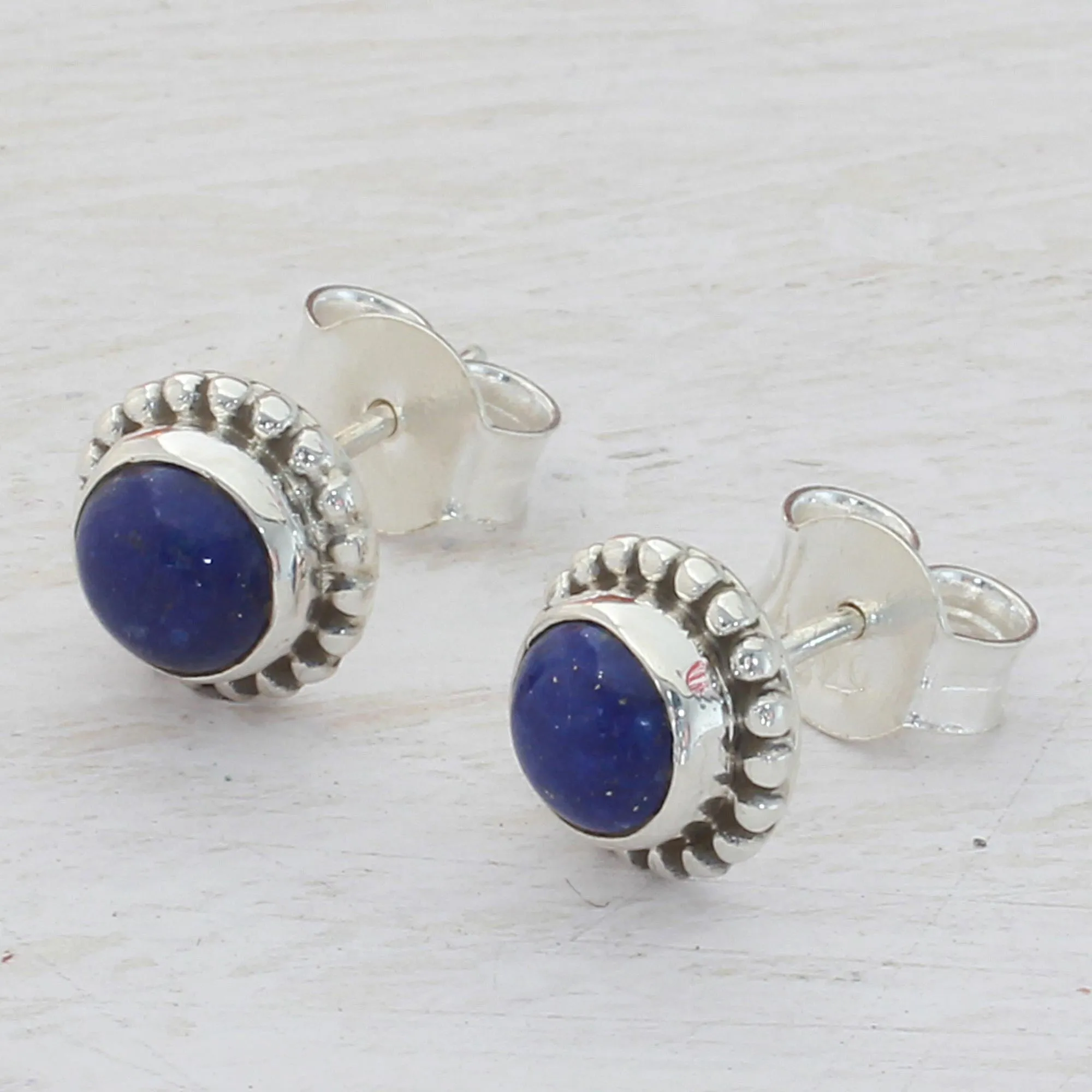 Blue Globe Sterling Silver Stud Earrings