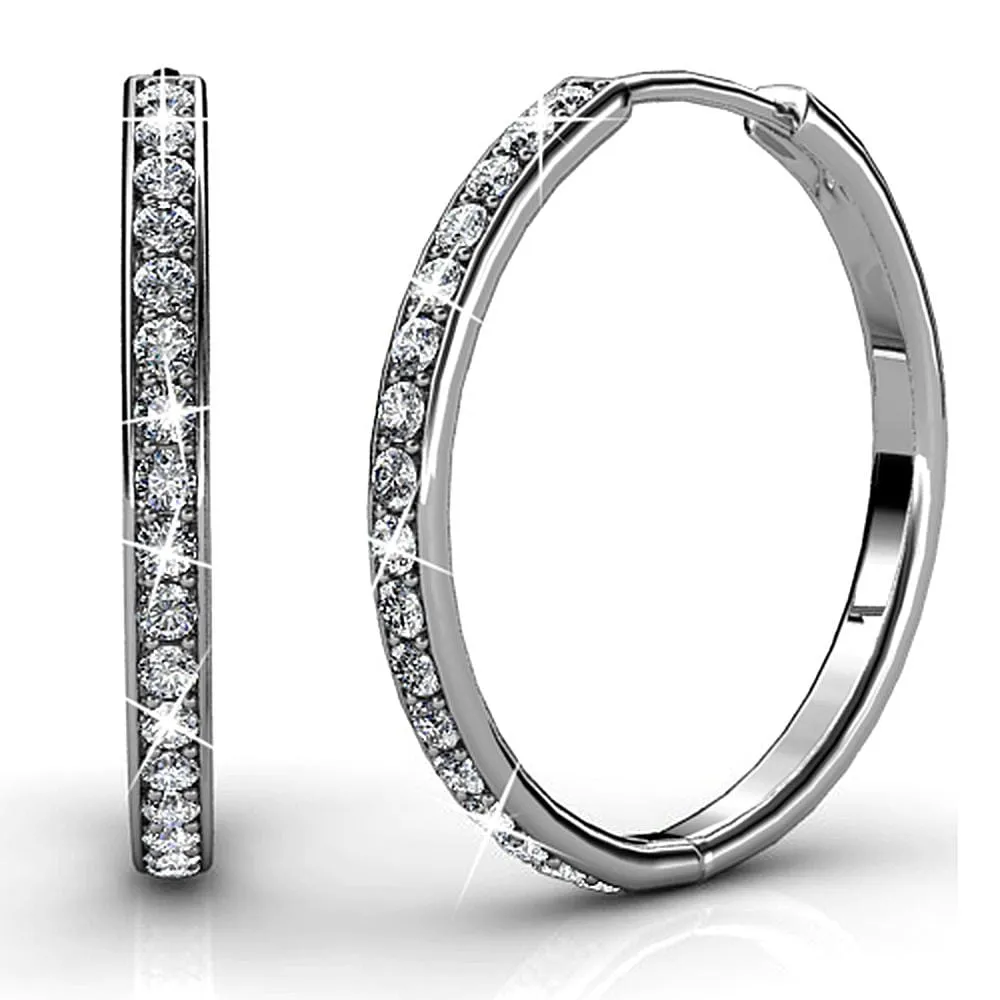 Boxed Perfection Bangle And Earrings Set White Gold Embellished with SWAROVSKI Crystals