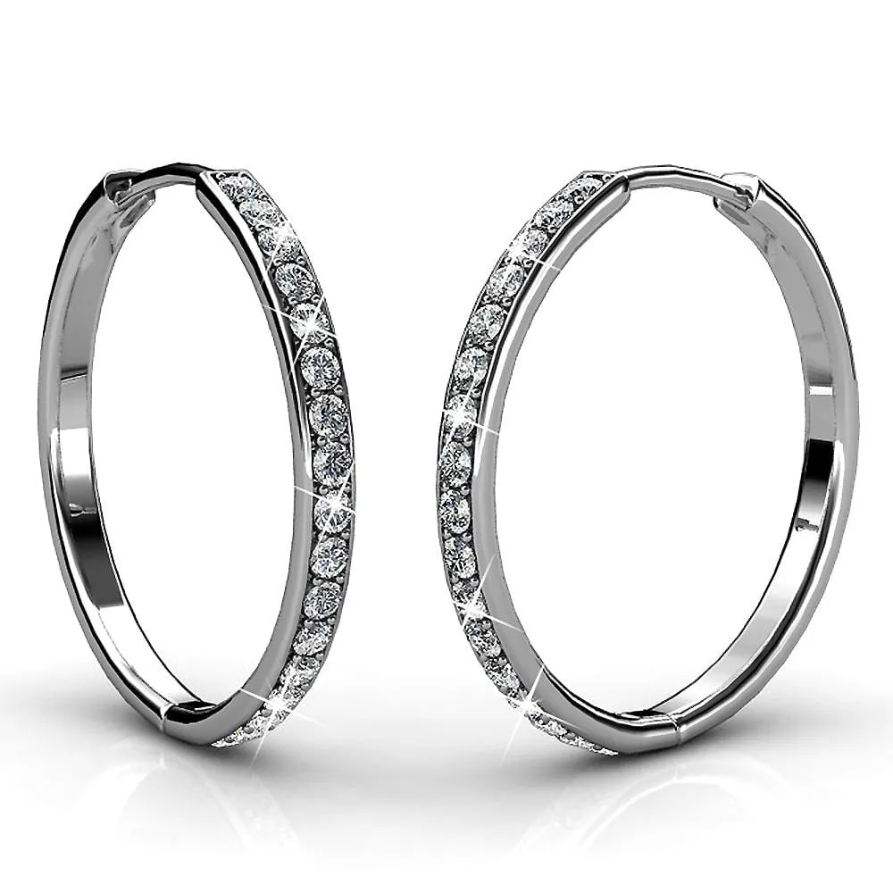 Boxed Perfection Bangle And Earrings Set White Gold Embellished with SWAROVSKI Crystals