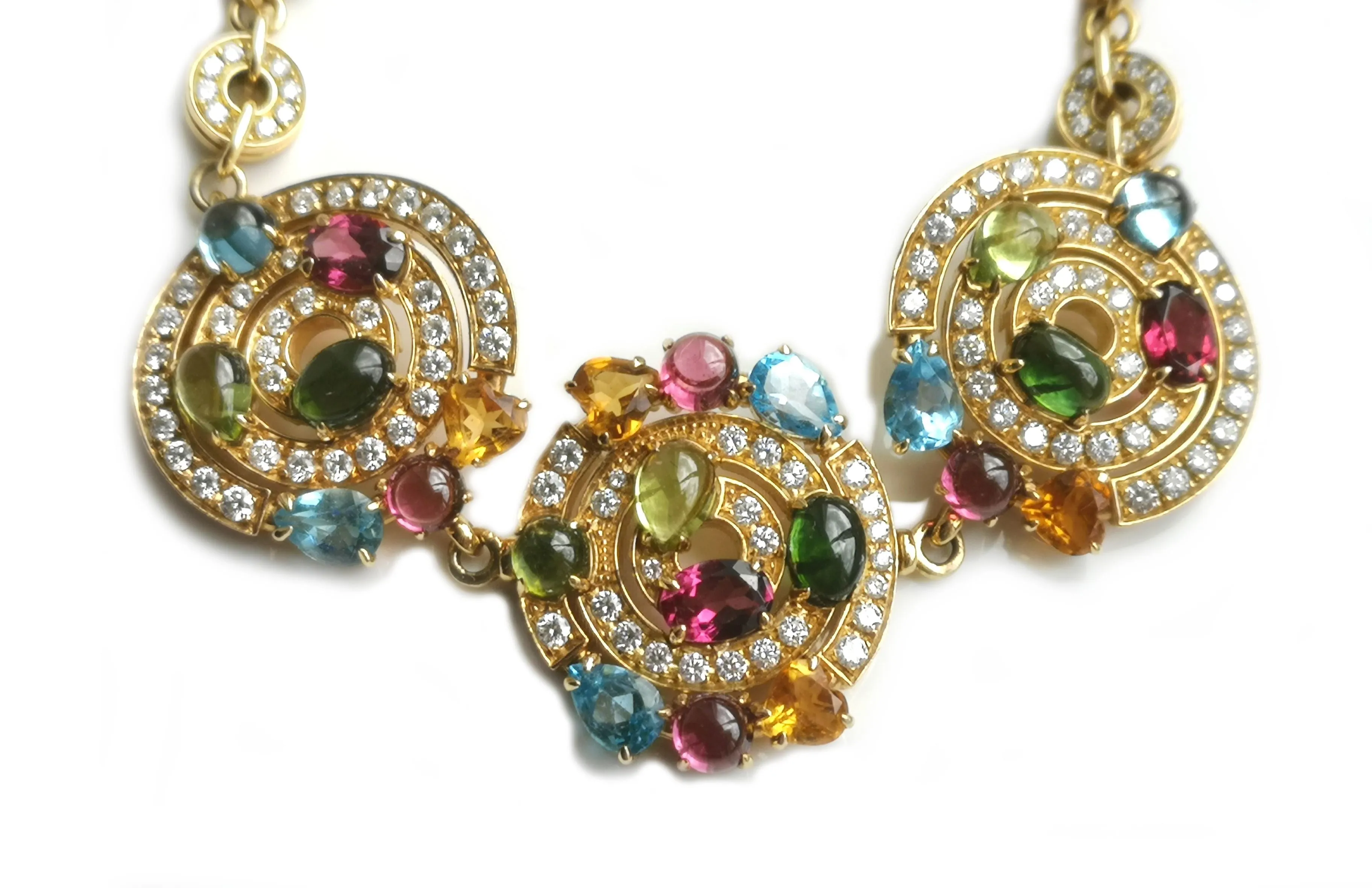 Bulgari Astrale Diamond Citrine, Green, Pink Tourmaline & Blue Topaz Bracelet