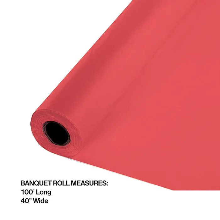 Bulk Coral Plastic Banquet Table Roll 100 ft x 40 inch