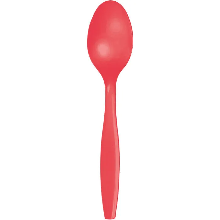 Bulk Coral Red Plastic Spoons (288 per Case)