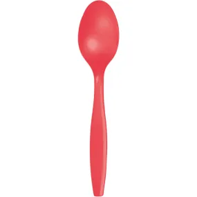 Bulk Coral Red Plastic Spoons (288 per Case)