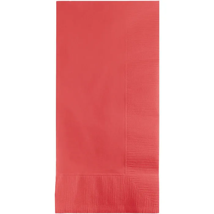 Bulk Pack of 100 Coral Dinner Napkins 2Ply 1/8Fld