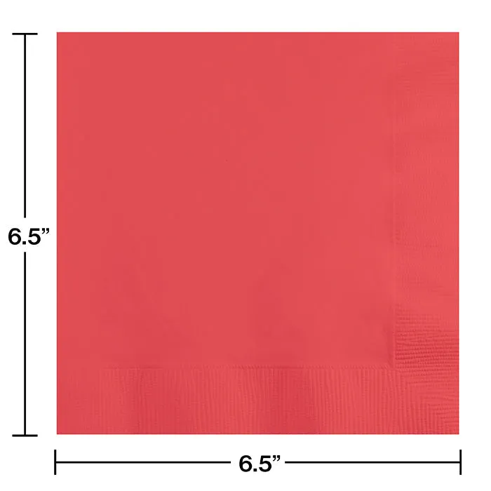 Bulk Pack of 100 Coral Luncheon Napkins 3Ply