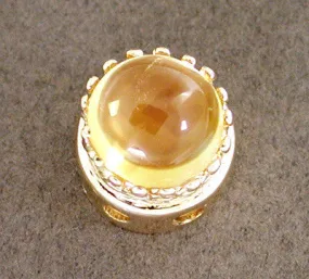 Cabochon Citrine Crown Slide in 14 Karat Gold