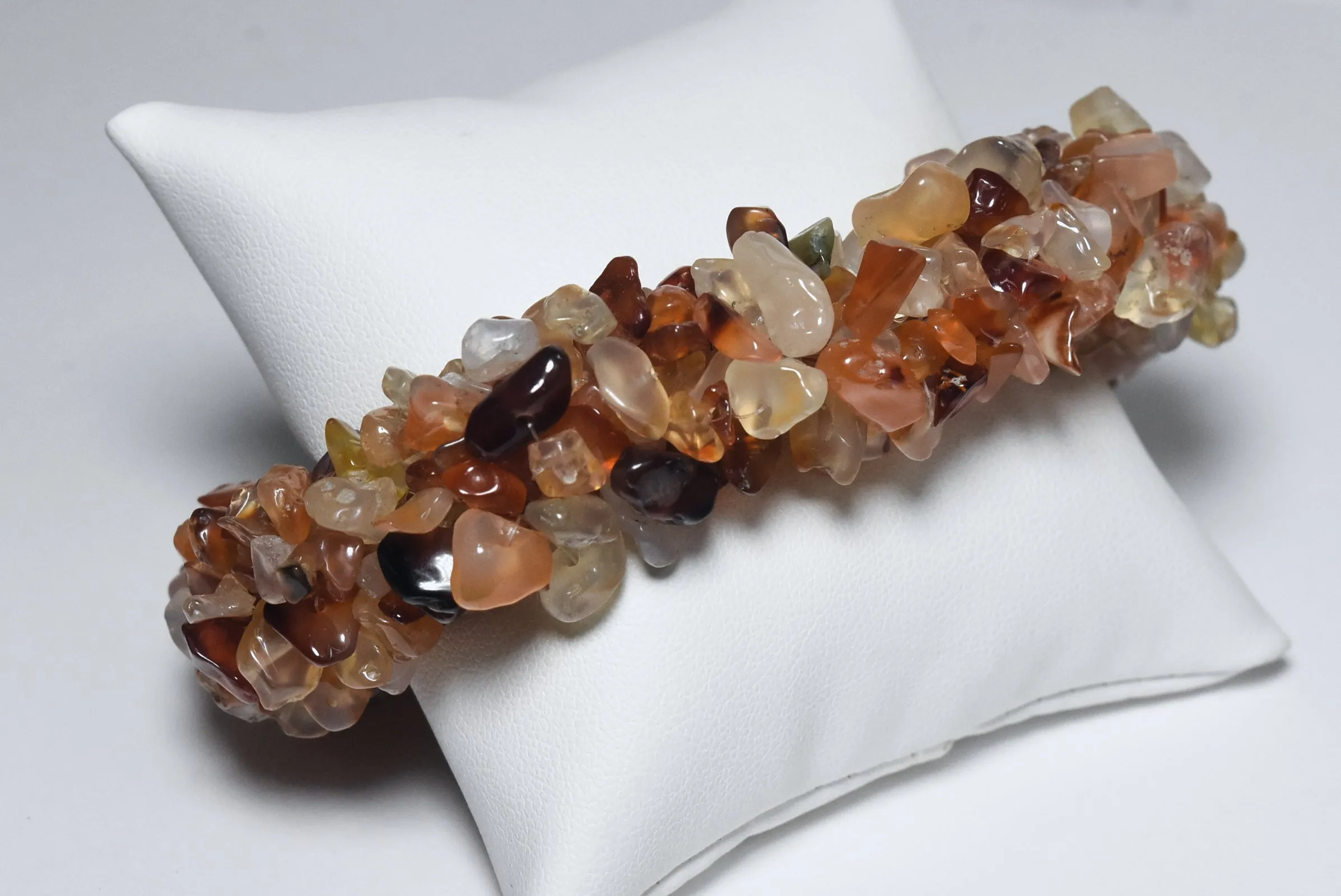 Carnelian Citrine and Quartz Chunky Beaded Bracelet