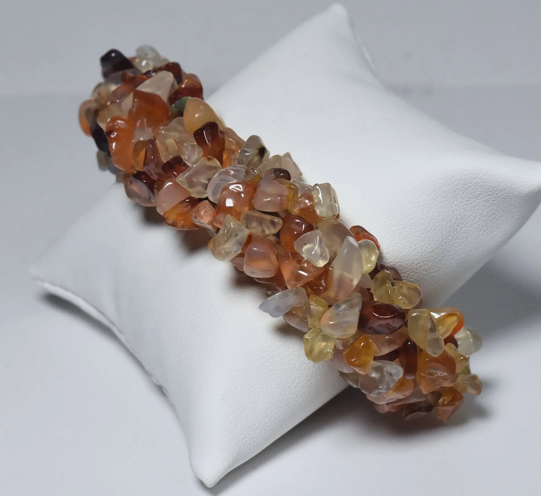 Carnelian Citrine and Quartz Chunky Beaded Bracelet