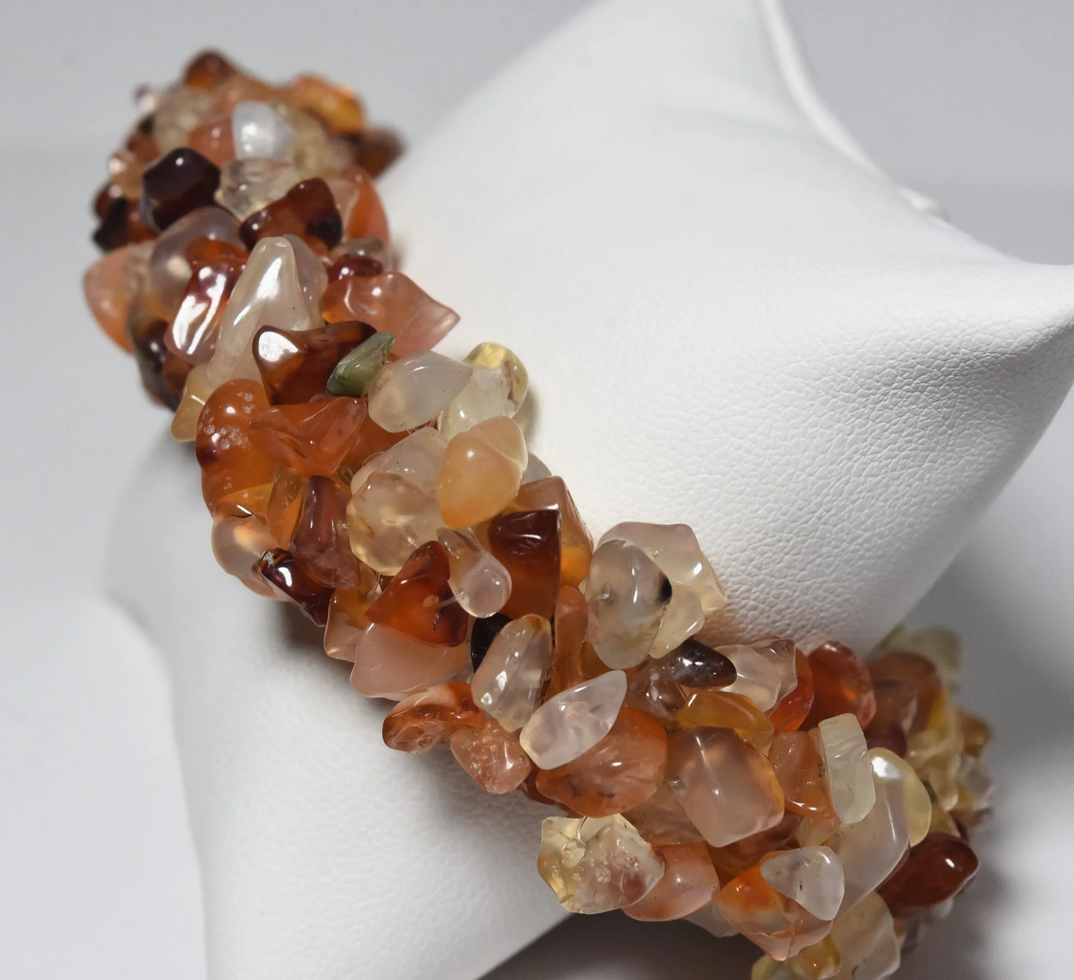 Carnelian Citrine and Quartz Chunky Beaded Bracelet