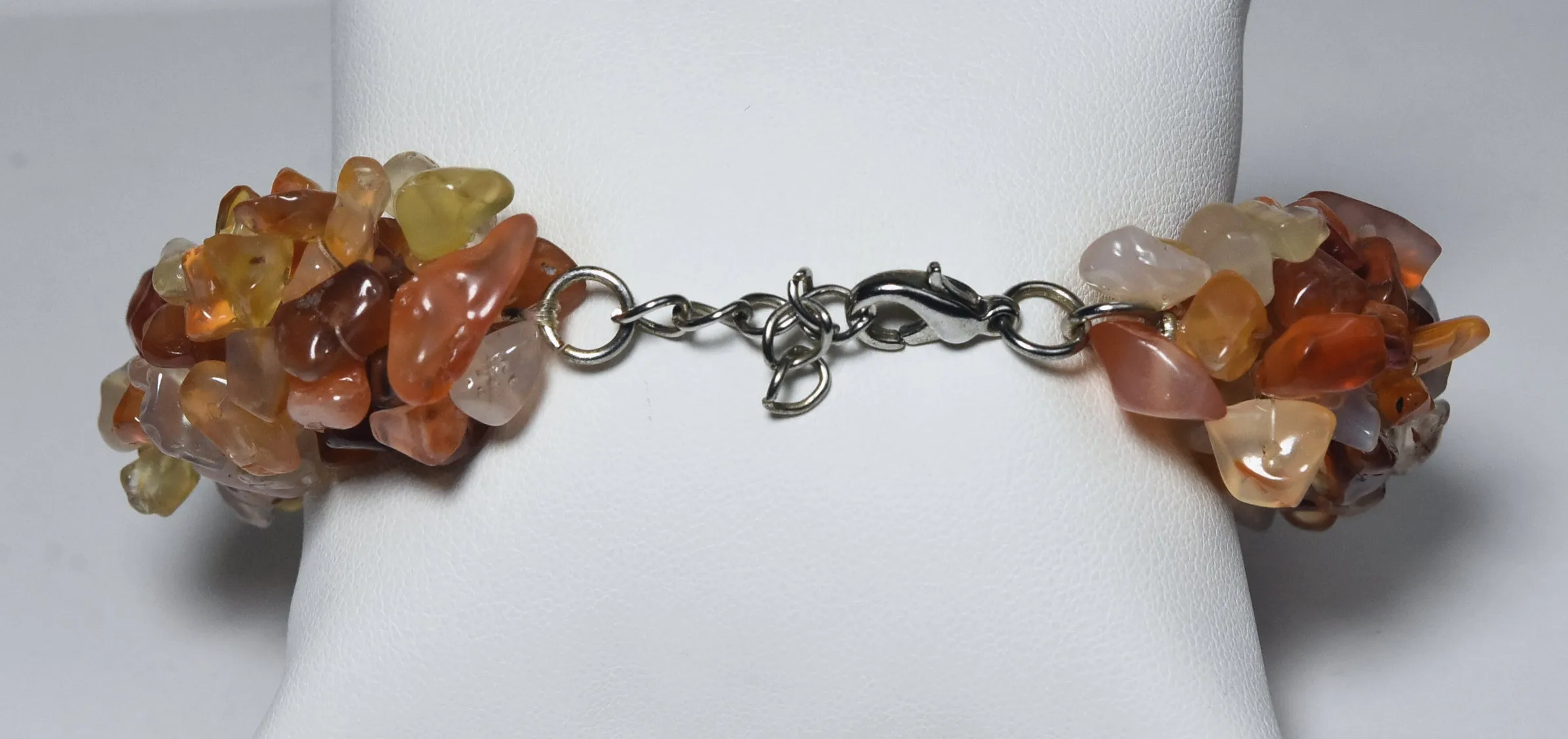 Carnelian Citrine and Quartz Chunky Beaded Bracelet