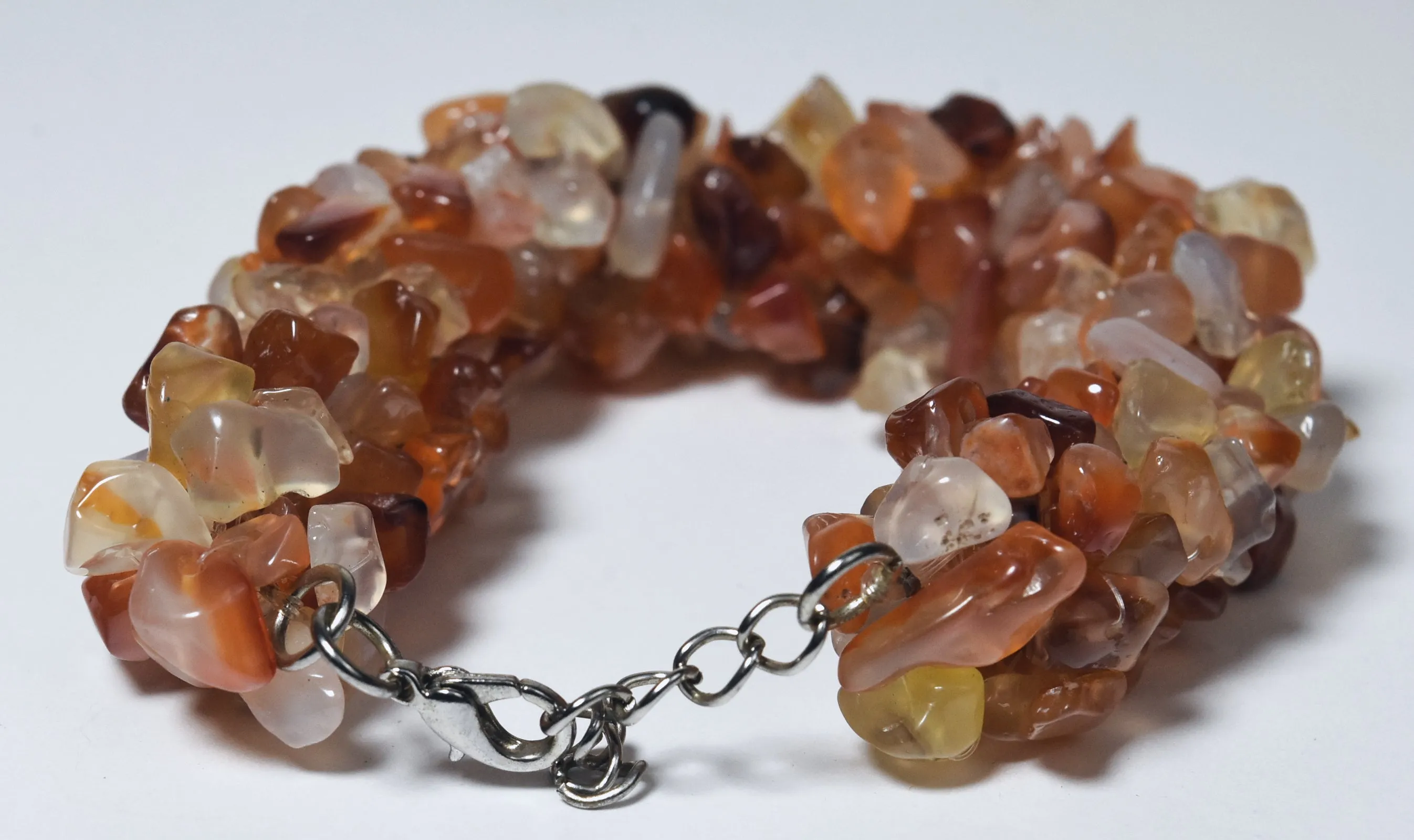 Carnelian Citrine and Quartz Chunky Beaded Bracelet