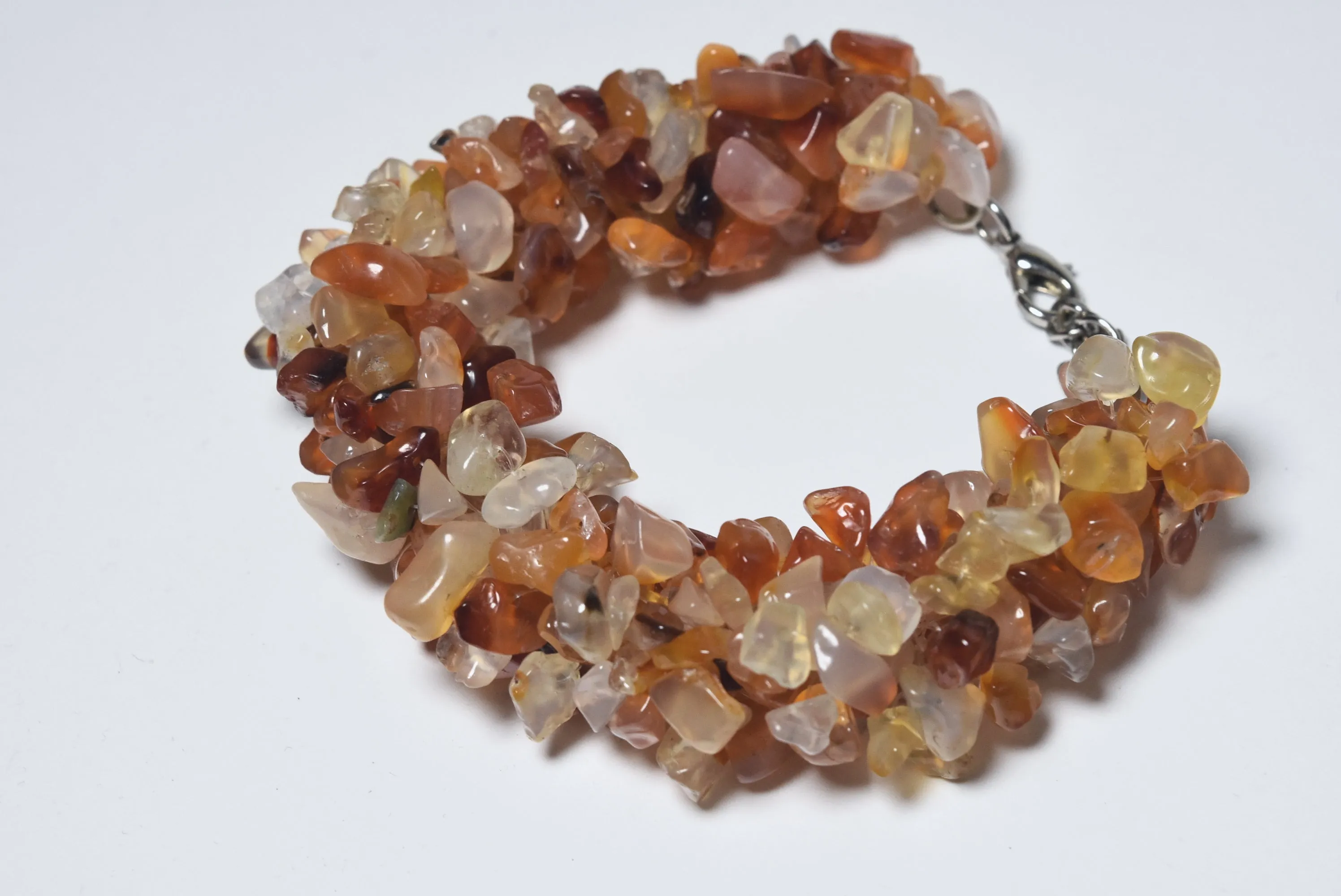 Carnelian Citrine and Quartz Chunky Beaded Bracelet