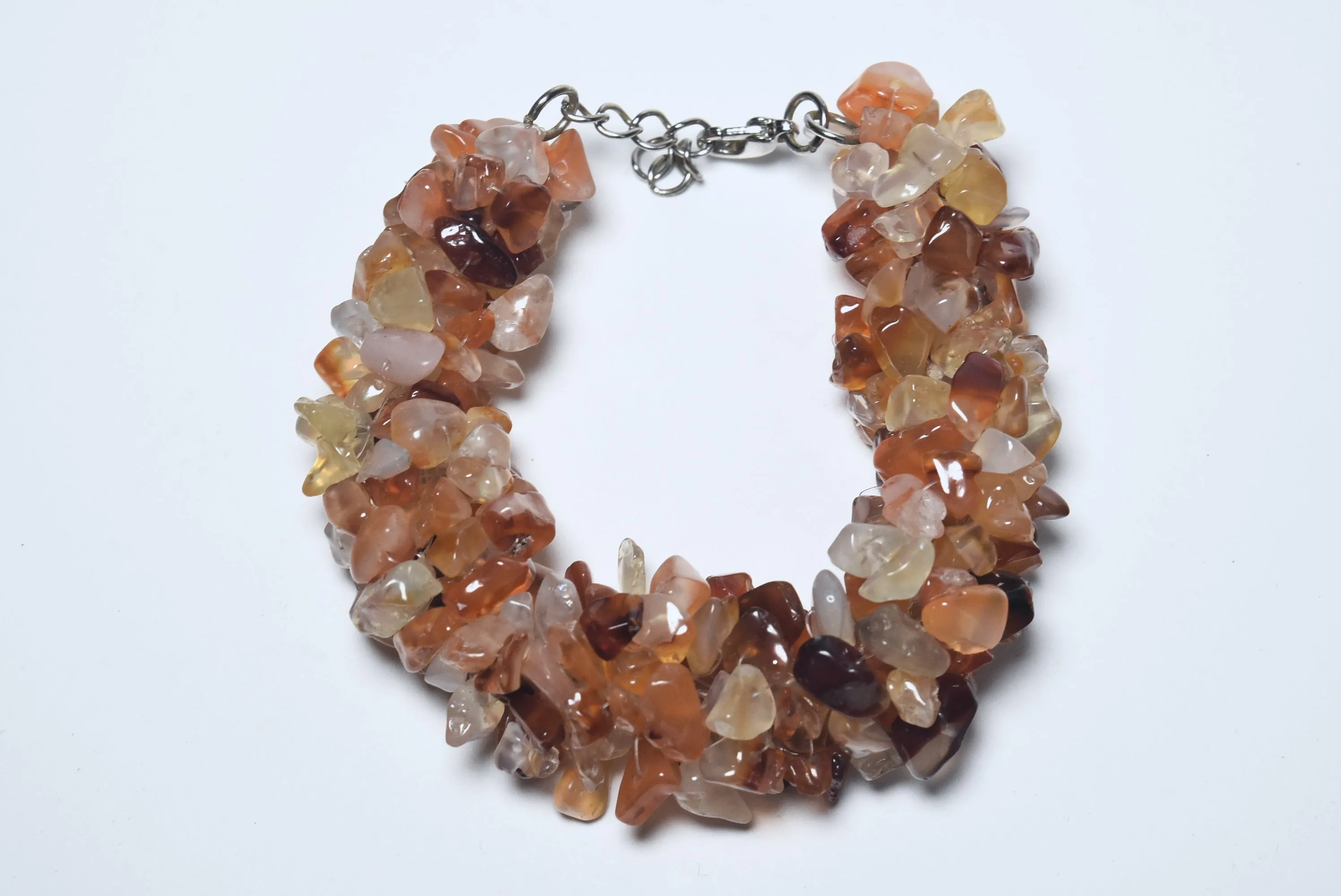 Carnelian Citrine and Quartz Chunky Beaded Bracelet