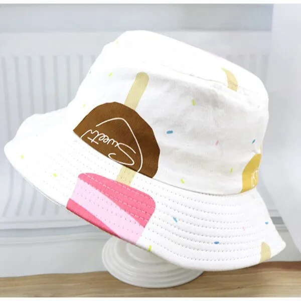 Cartoon Baby Panama Beach Sun Hat Summer Children Girl Bucket Cap Kids Fruit Print Outdoor Hats Toddler Girls Fisherman Visor