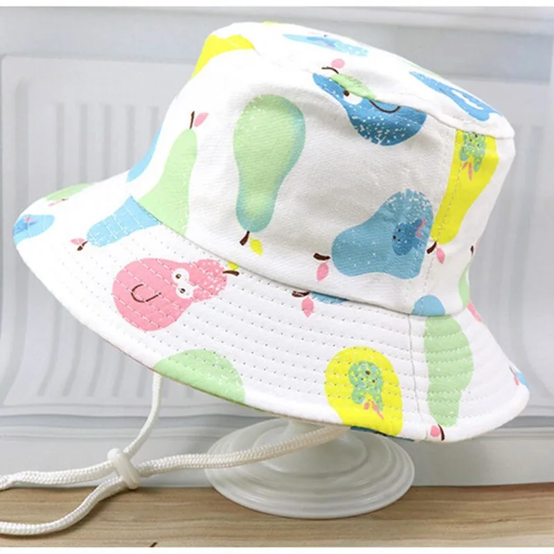 Cartoon Baby Panama Beach Sun Hat Summer Children Girl Bucket Cap Kids Fruit Print Outdoor Hats Toddler Girls Fisherman Visor