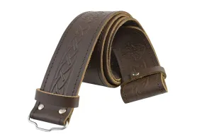 Celtic Swirl Brown Leather Kilt Belt