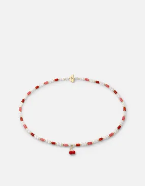 Cherry Enamel Beaded Choker, Gold Vermeil