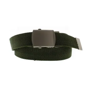 Children's Canvas Webbing Belt with Shiny Silver Slider Buckle (Length - 90cm, Width - 3cm)