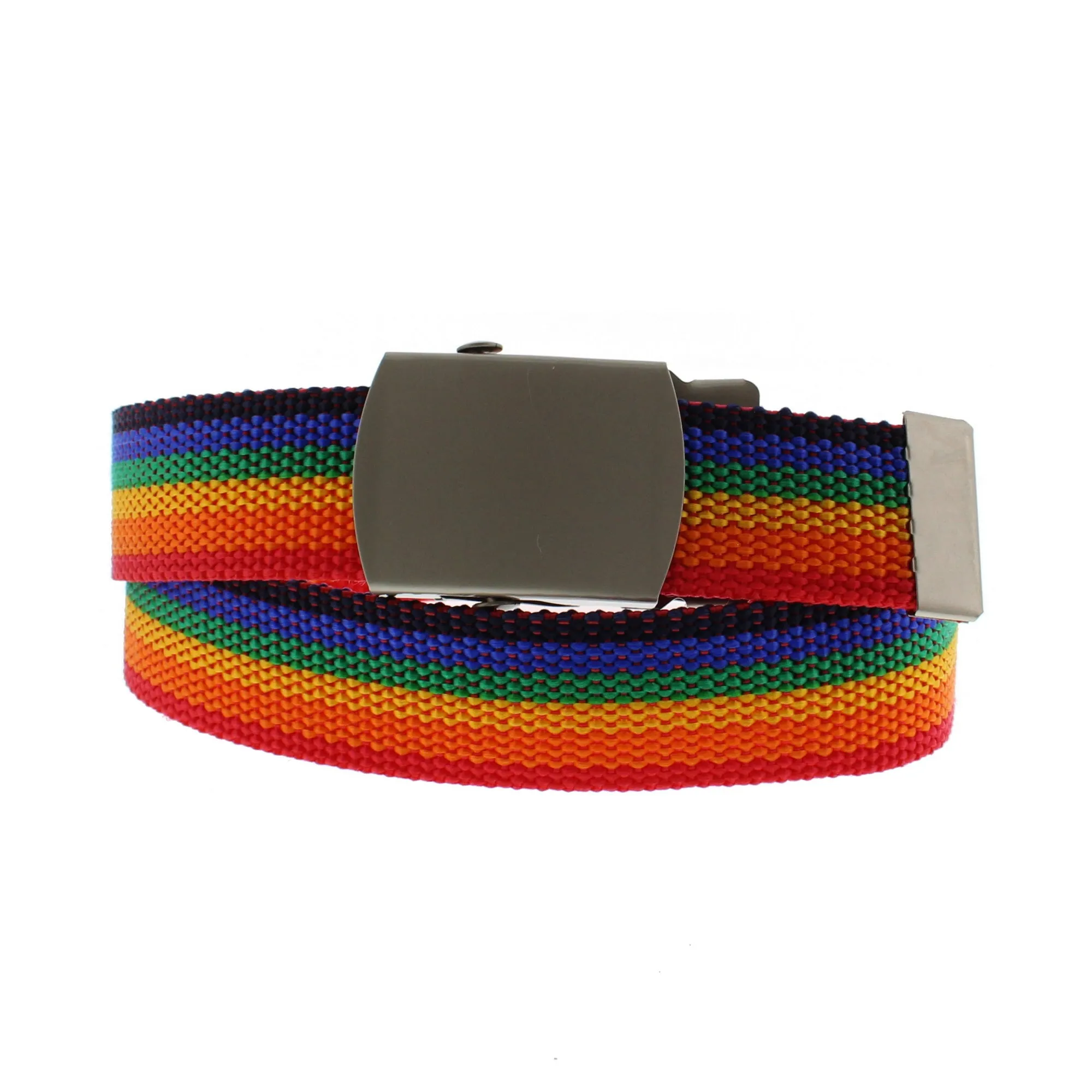 Children's Canvas Webbing Belt with Shiny Silver Slider Buckle (Length - 90cm, Width - 3cm)