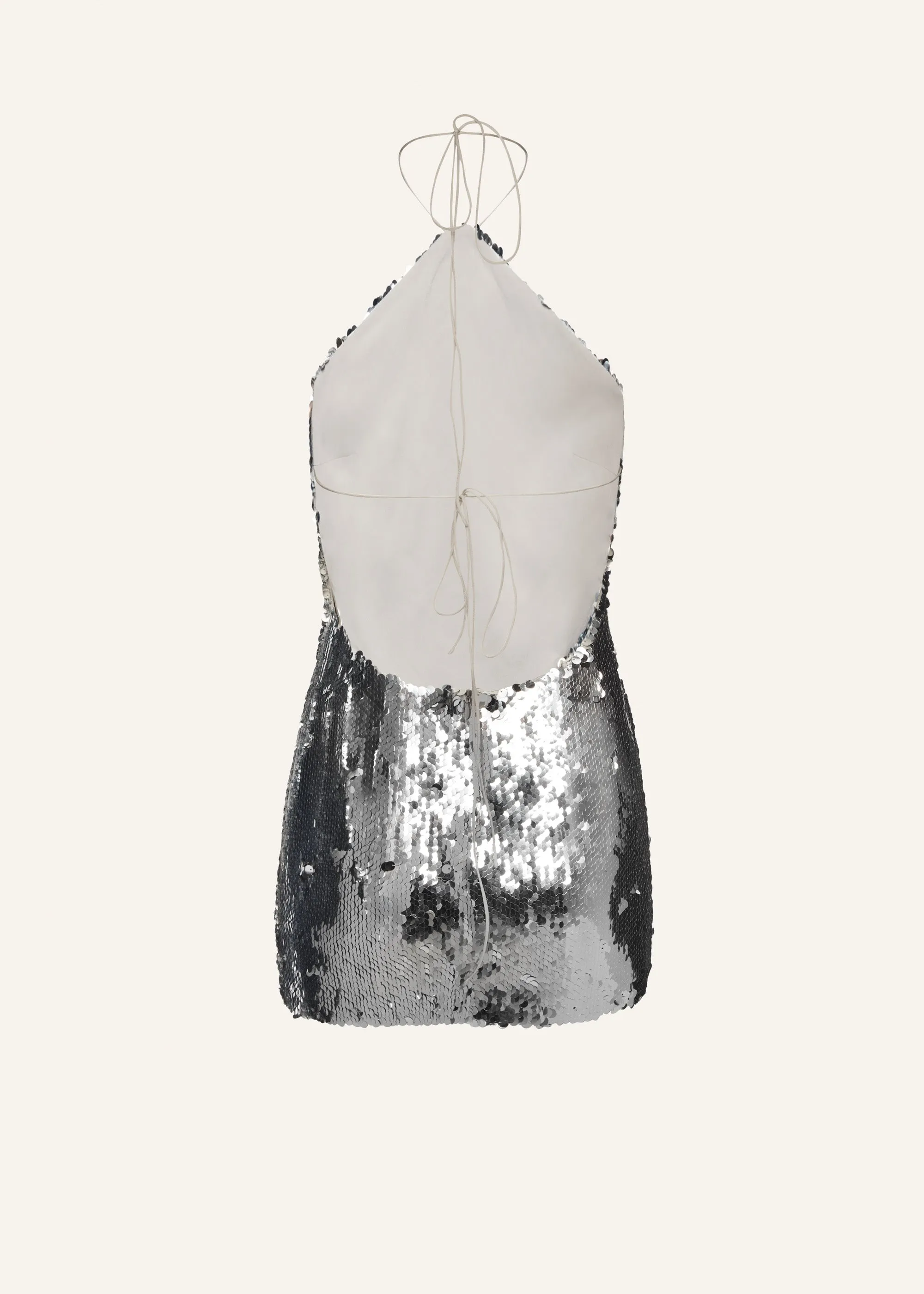 Choker sequin mini dress in silver