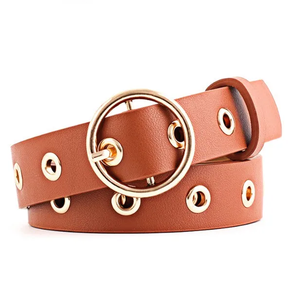 Circle Buckle Eyelet Belt