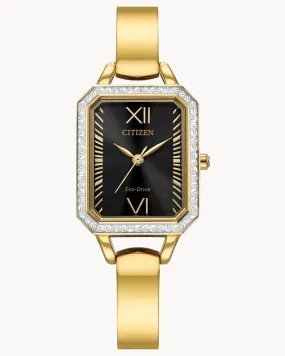 Citizen Silhouette Crystal Black Dial Bangle EM0982-54E