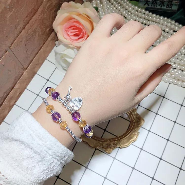 Citrine Amethyst Double-layer Bracelet