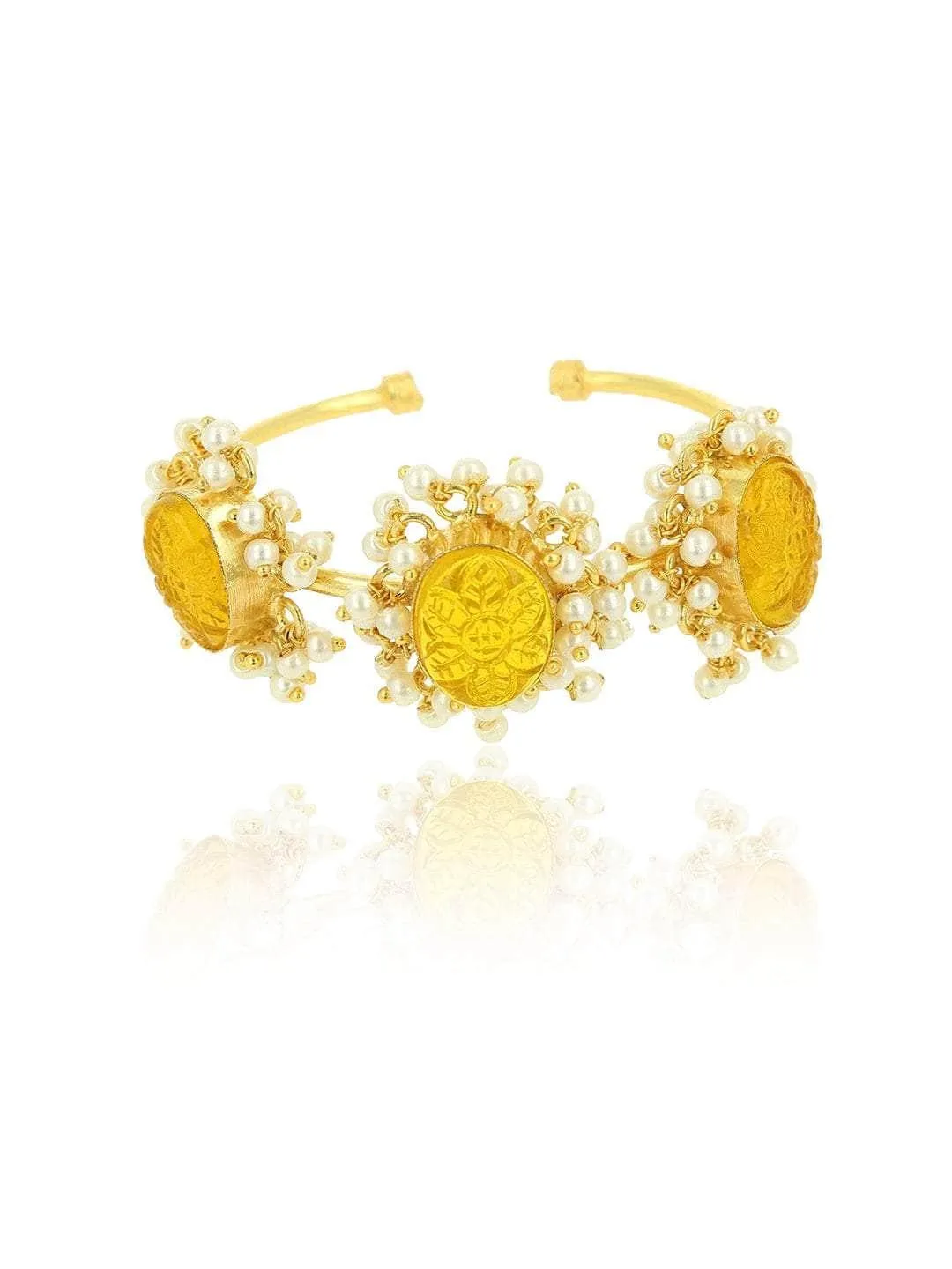 Citrine Hydro Carved Hand Cuff Yellow