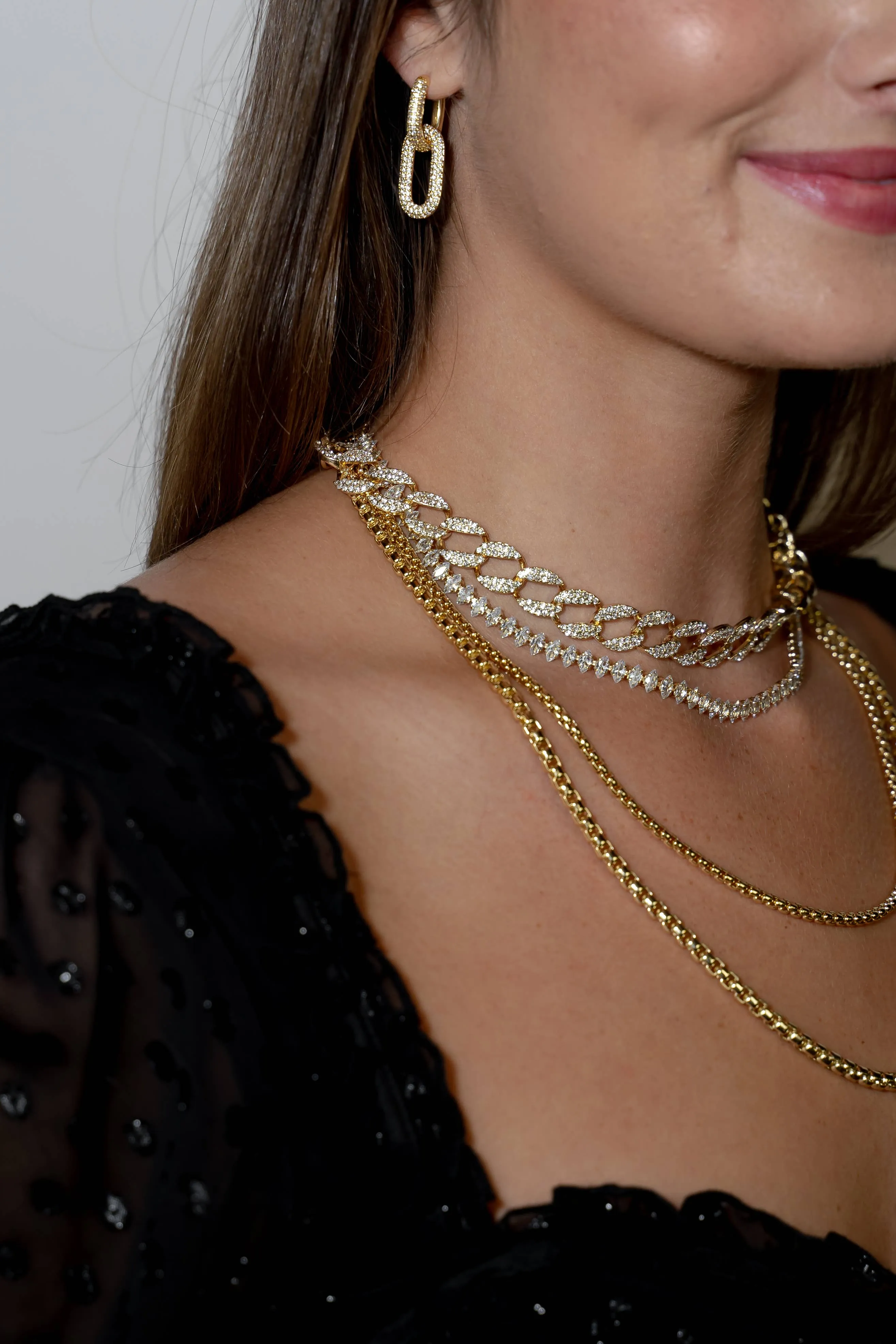 Classic Crystal Cuban Chain Choker