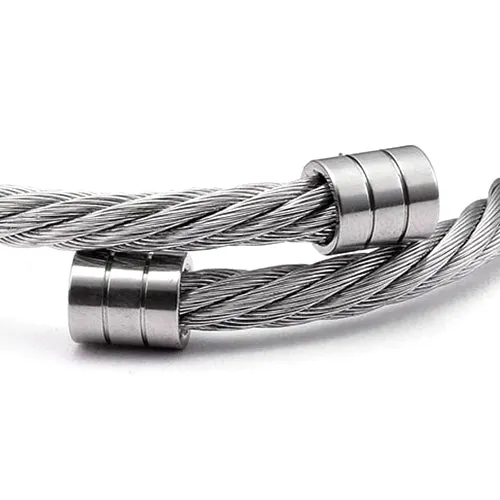 Classy Men Silver Twisted Bangle Bracelet