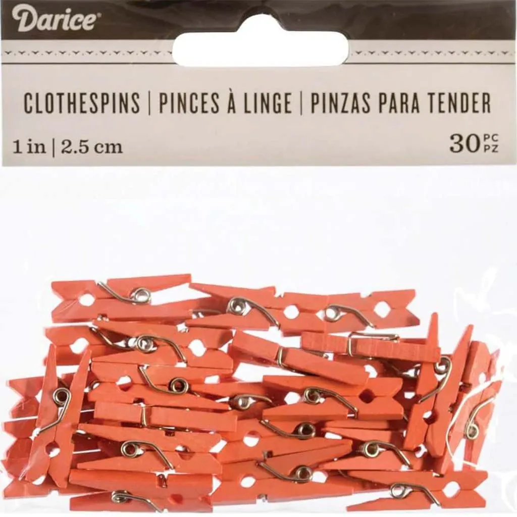 Clothespins Coral Sm 30pc