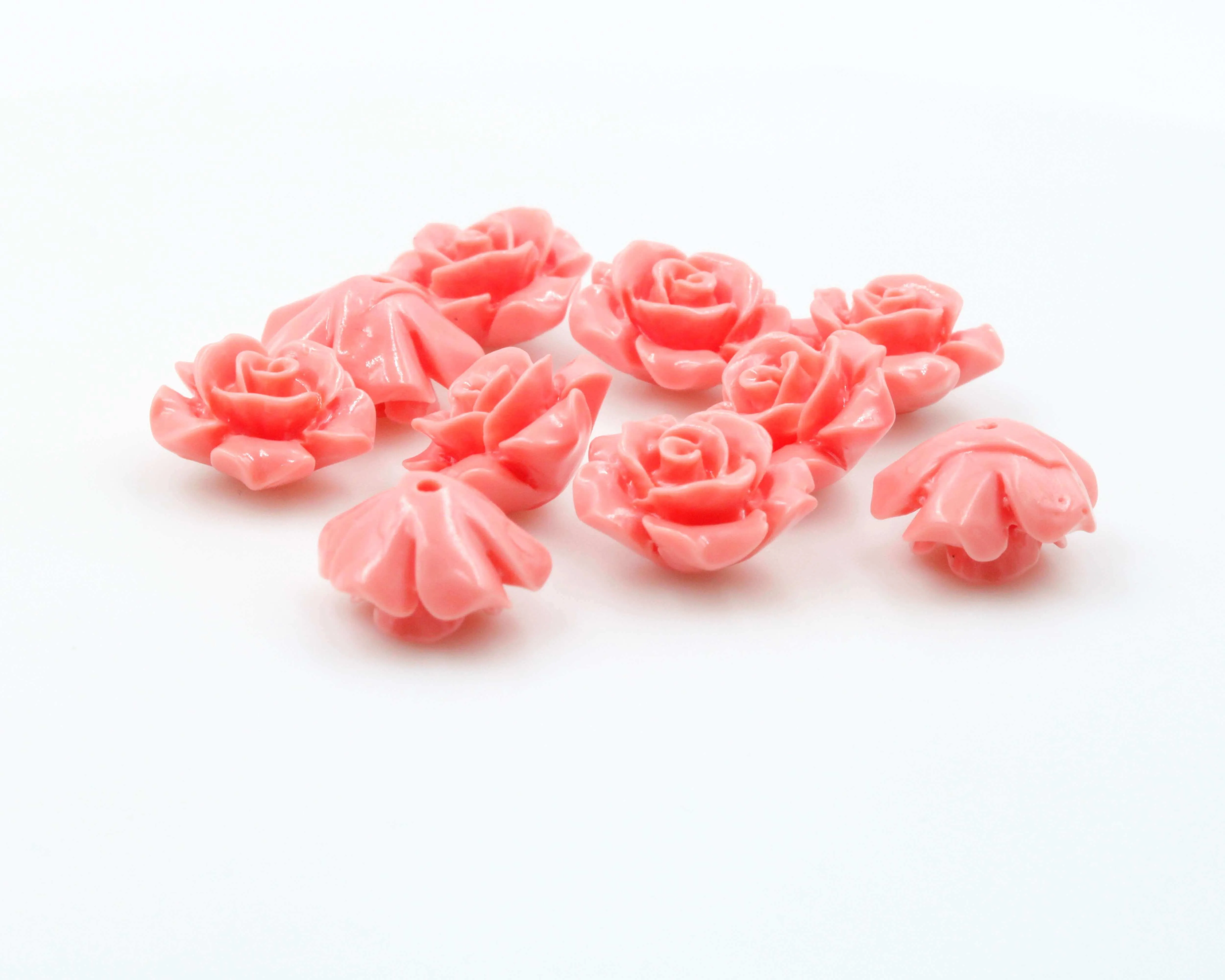 Composite Coral Flower Beads Coral Beads Half Drilled Bead Red Flower Gemstone Pink Flower Resin Coral Flower Gem DIY Jewelry 12mm SKU: 115688