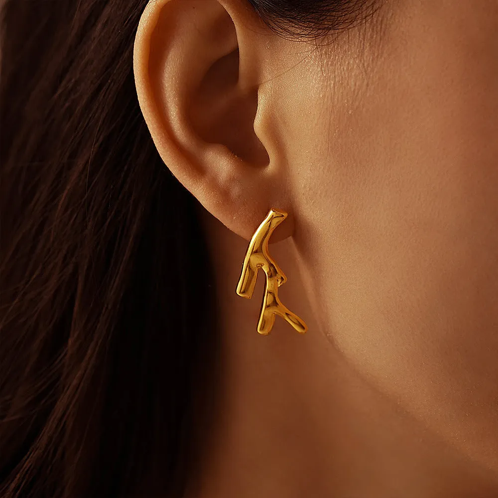 Coral Branch Gold Stud Earring JLT12932