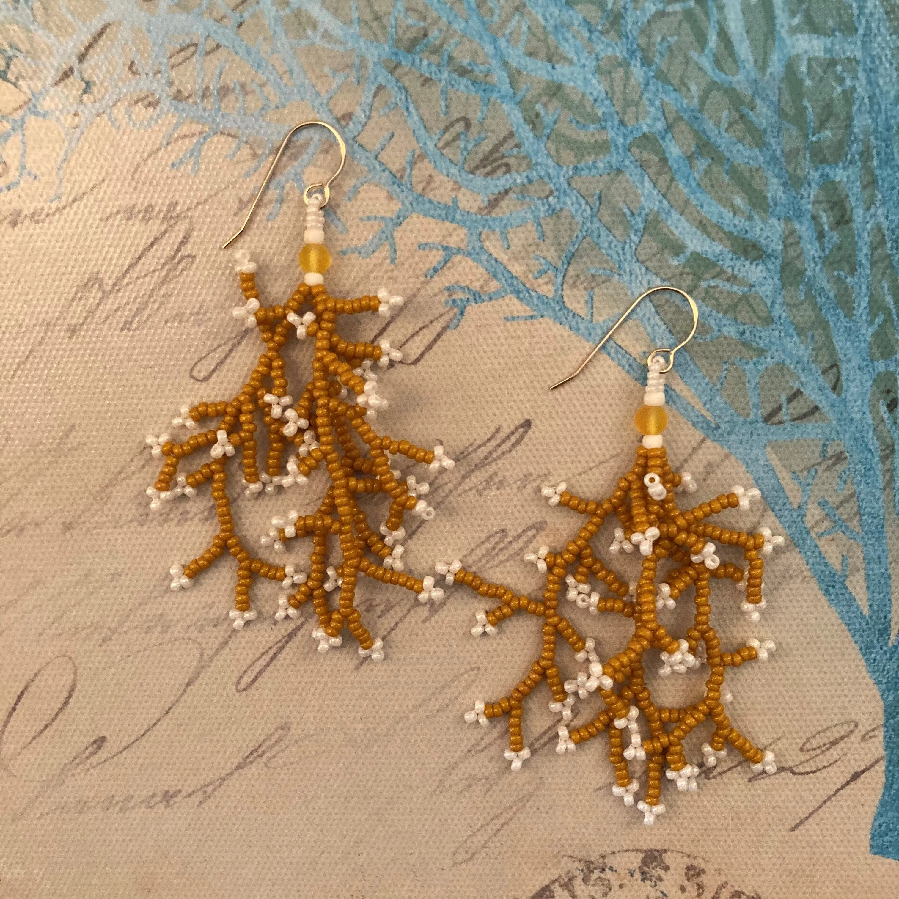 Coral Branch Seed Bead Earrings