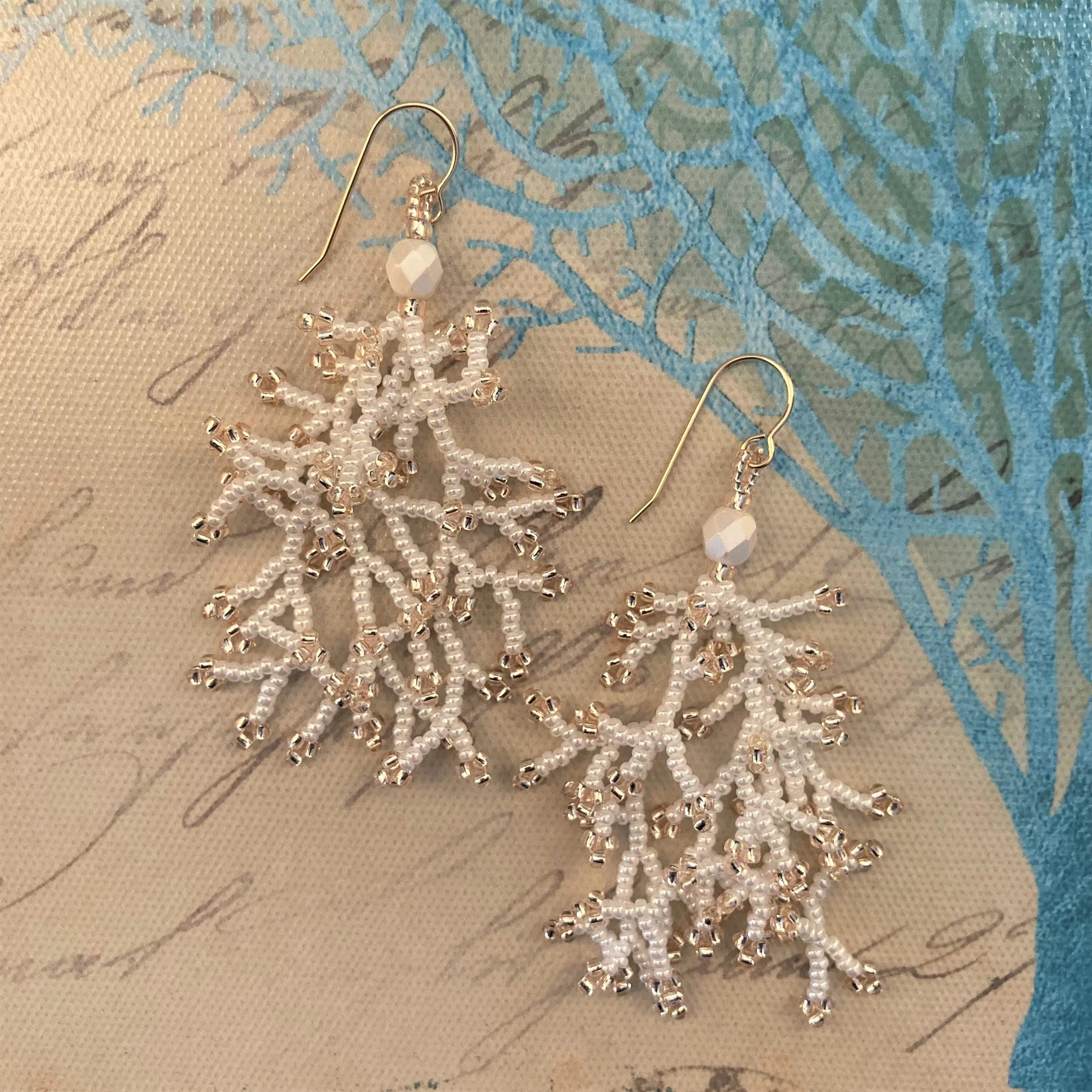 Coral Branch Seed Bead Earrings