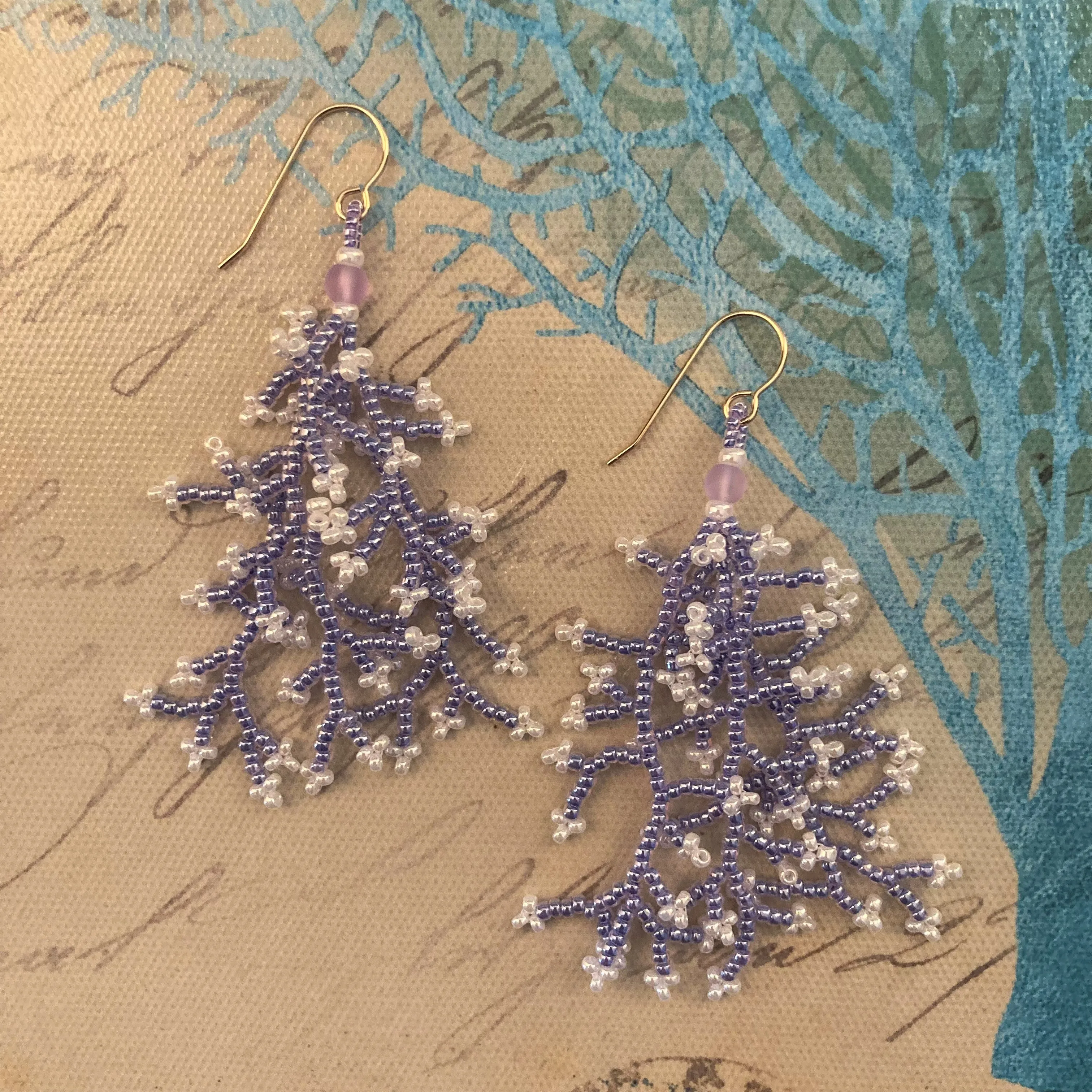 Coral Branch Seed Bead Earrings