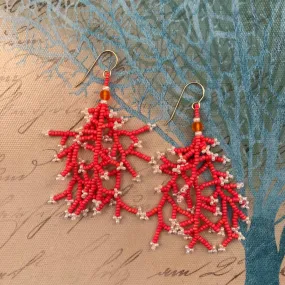 Coral Branch Seed Bead Earrings