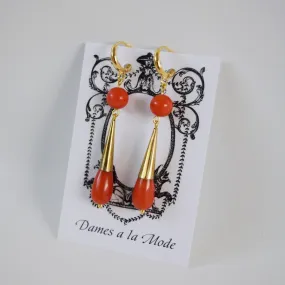 Coral Double Teardrop Earrings