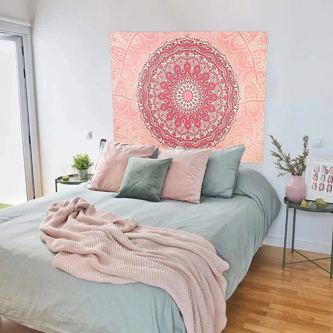 Coral Mandala Tapestry