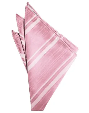 Coral Striped Satin Pocket Square