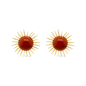 Coral Sunburst Estate Earrings