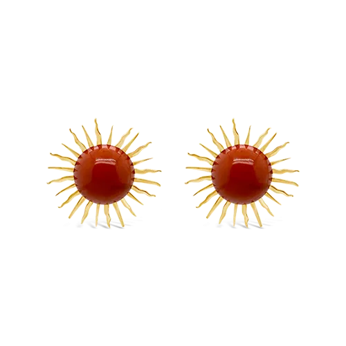 Coral Sunburst Estate Earrings