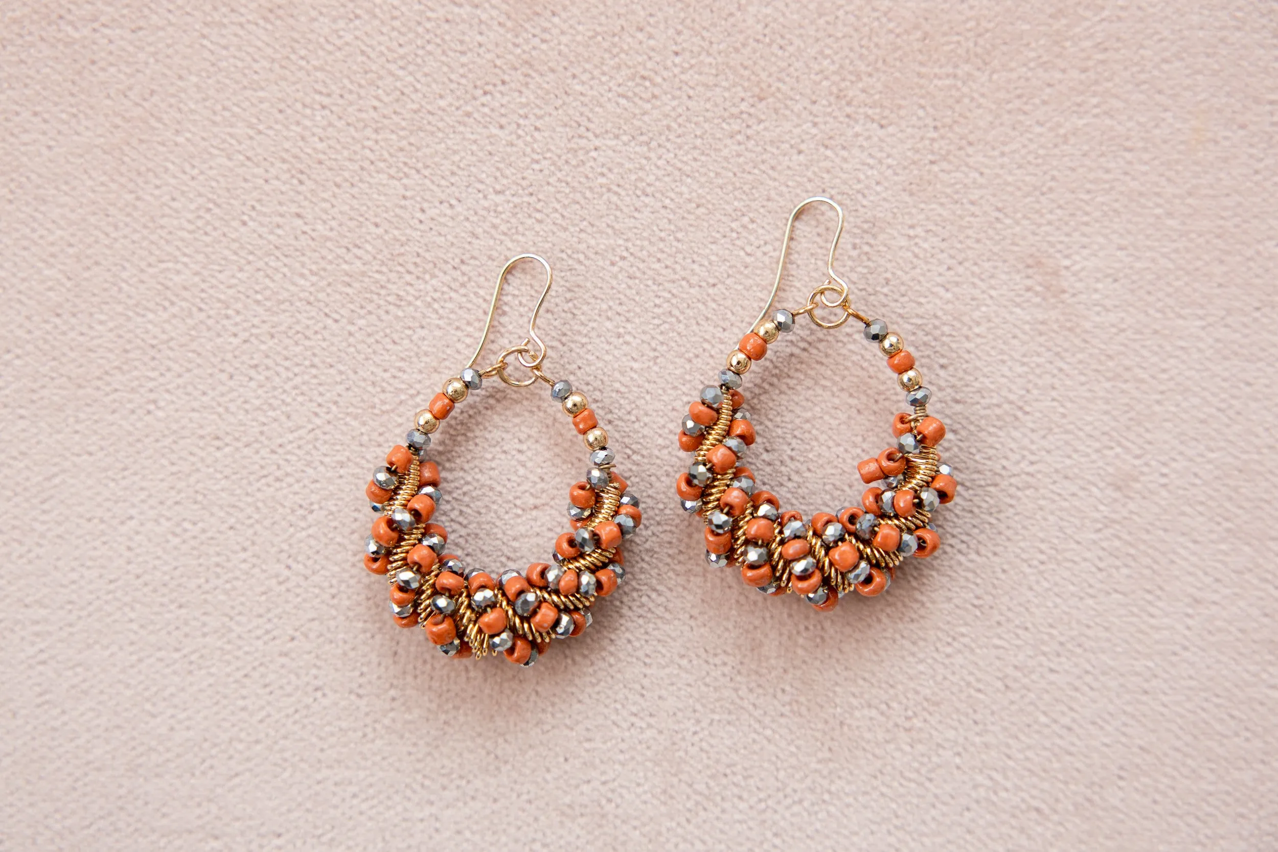 Coral Twisted Treasure Hoops