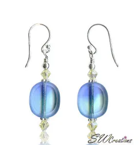 Crystal Blue Window Beaded Earrings